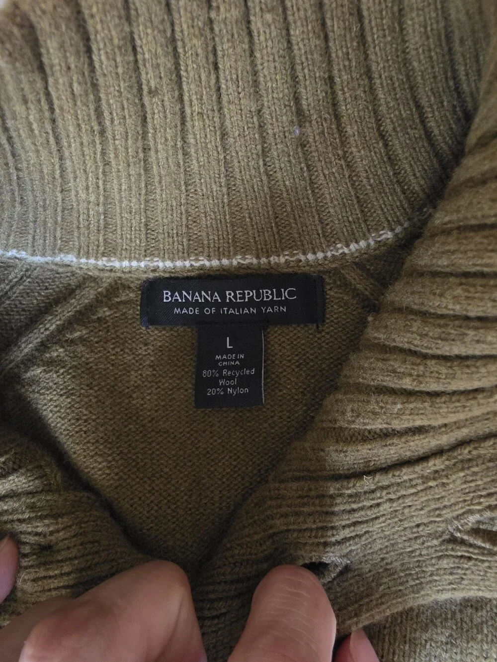 Banana Republic Wool blend Olive green Men's Henley Sweater Fall Winter Luxury